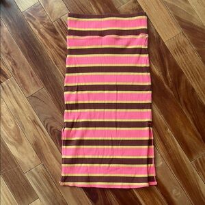 Aerie Striped Pink and Brown Women's Midi Skirt